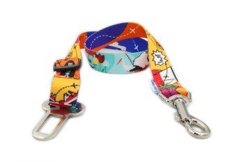 4. Colorful dog leash with travel-themed print and nickel-plated clip, ideal for leash training