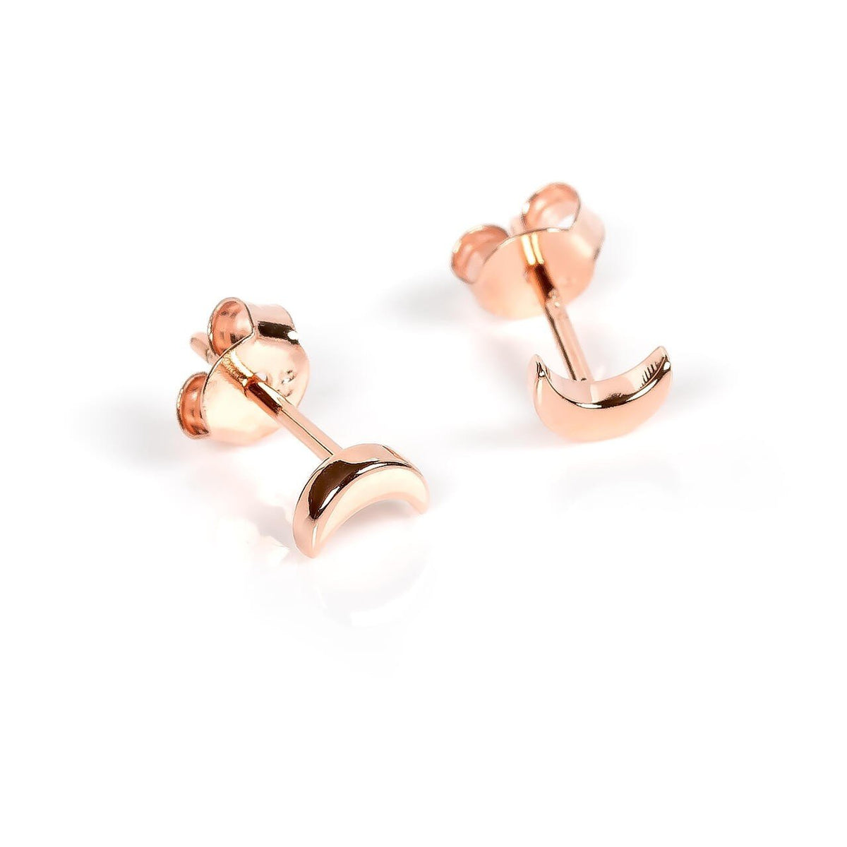 1. MyaMoon women's half moon earrings in rose gold, showcasing minimalist celestial design, made from 925 silver