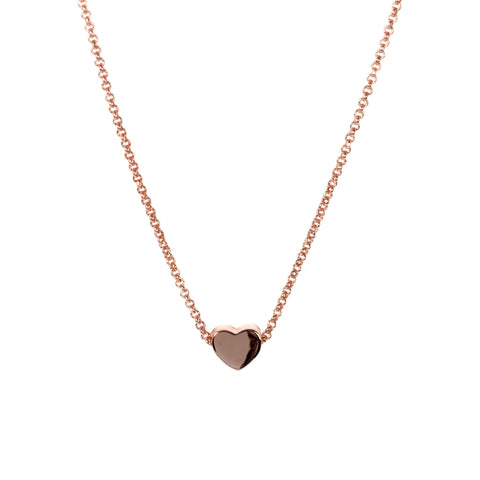 2. MyaMoon Heart Choker in rose gold with a bold heart pendant on a rolo chain, studio shot