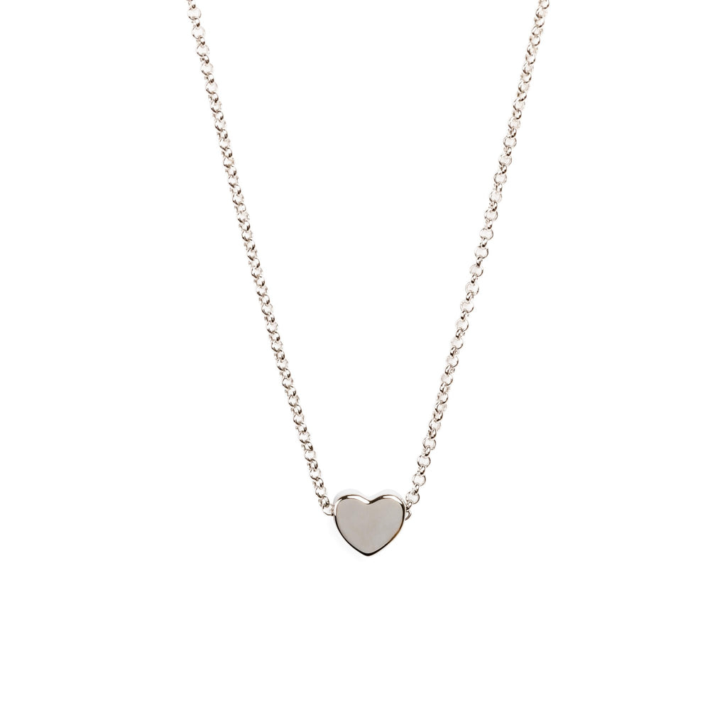3. MyaMoon Heart Choker in silver with a bold heart pendant on a rolo chain, studio shot