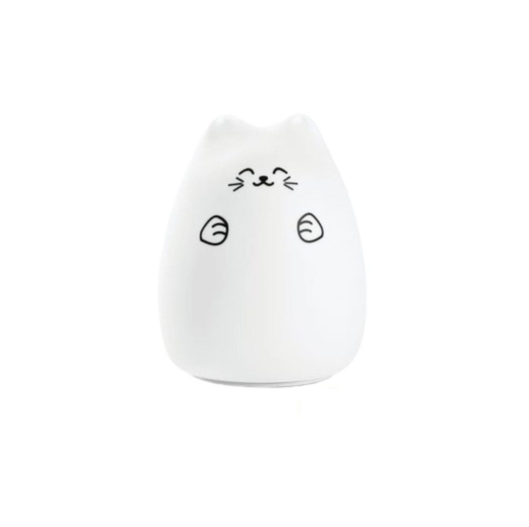 3. White Lucky Cat silicone lamp with smiling face on clean white background