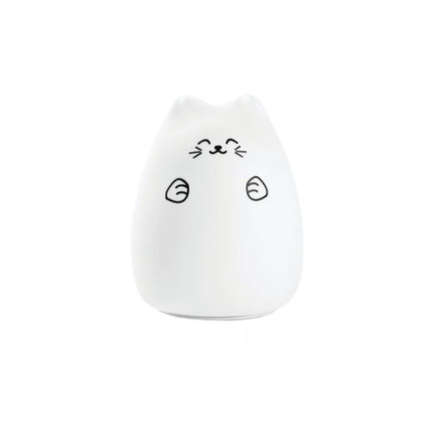 3. White Lucky Cat silicone lamp with smiling face on clean white background