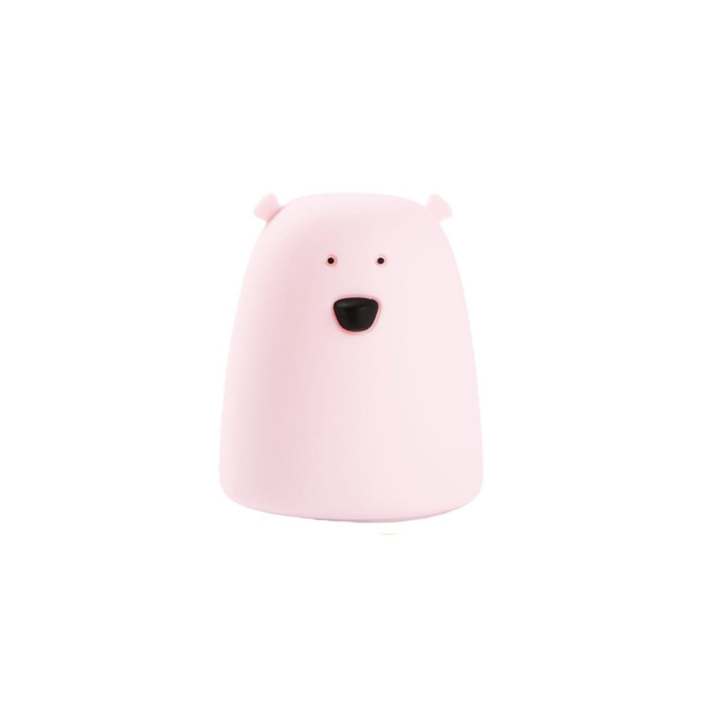 2. Pink Little Bear silicone lamp with a smiling face on a white background