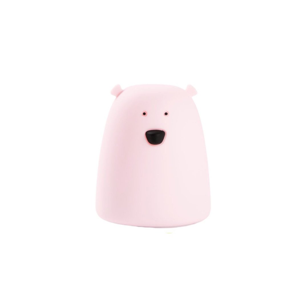 2. Pink Little Bear silicone lamp with a smiling face on a white background