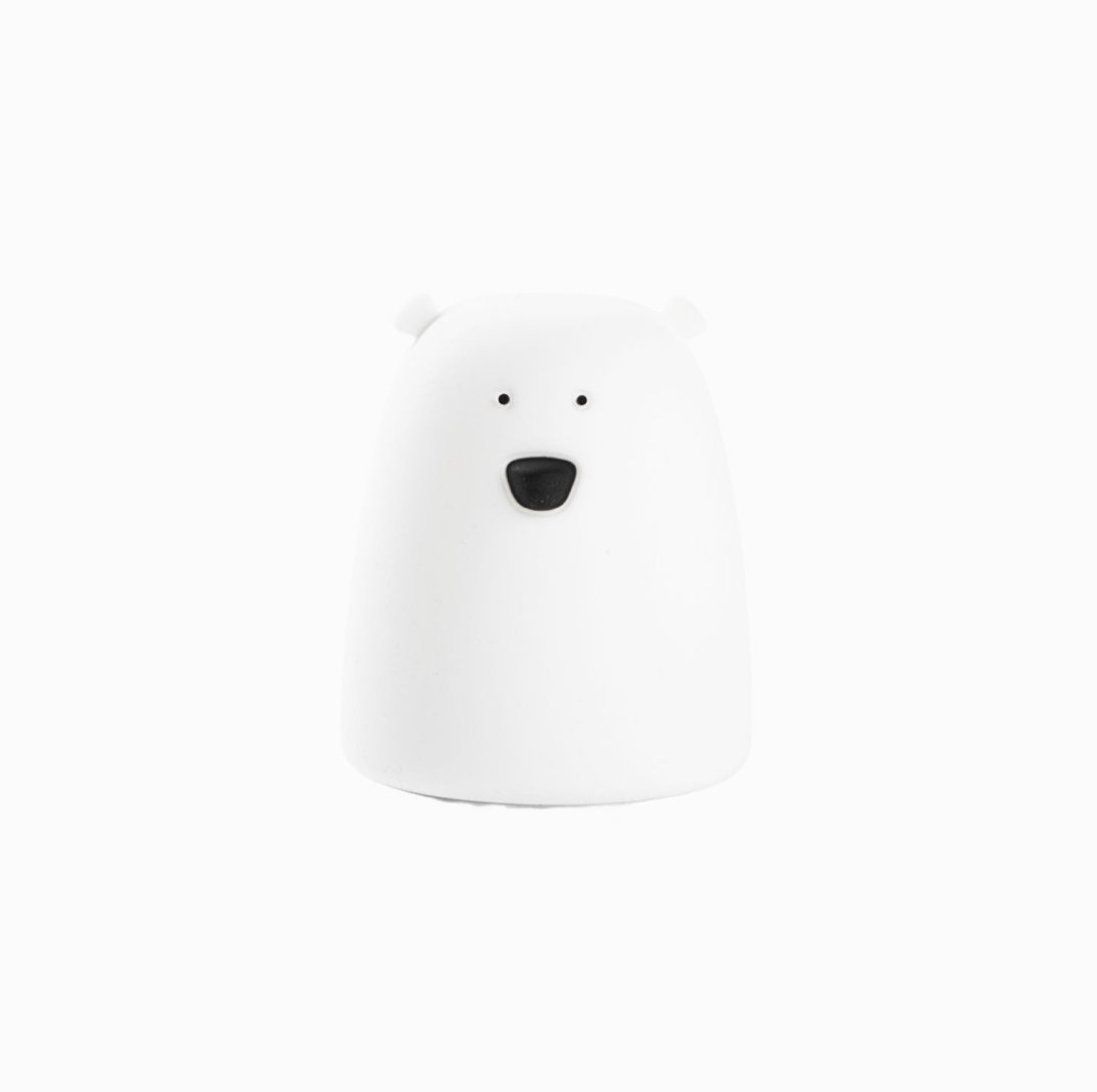 2. White Little Bear silicone night lamp with a friendly face on a plain background