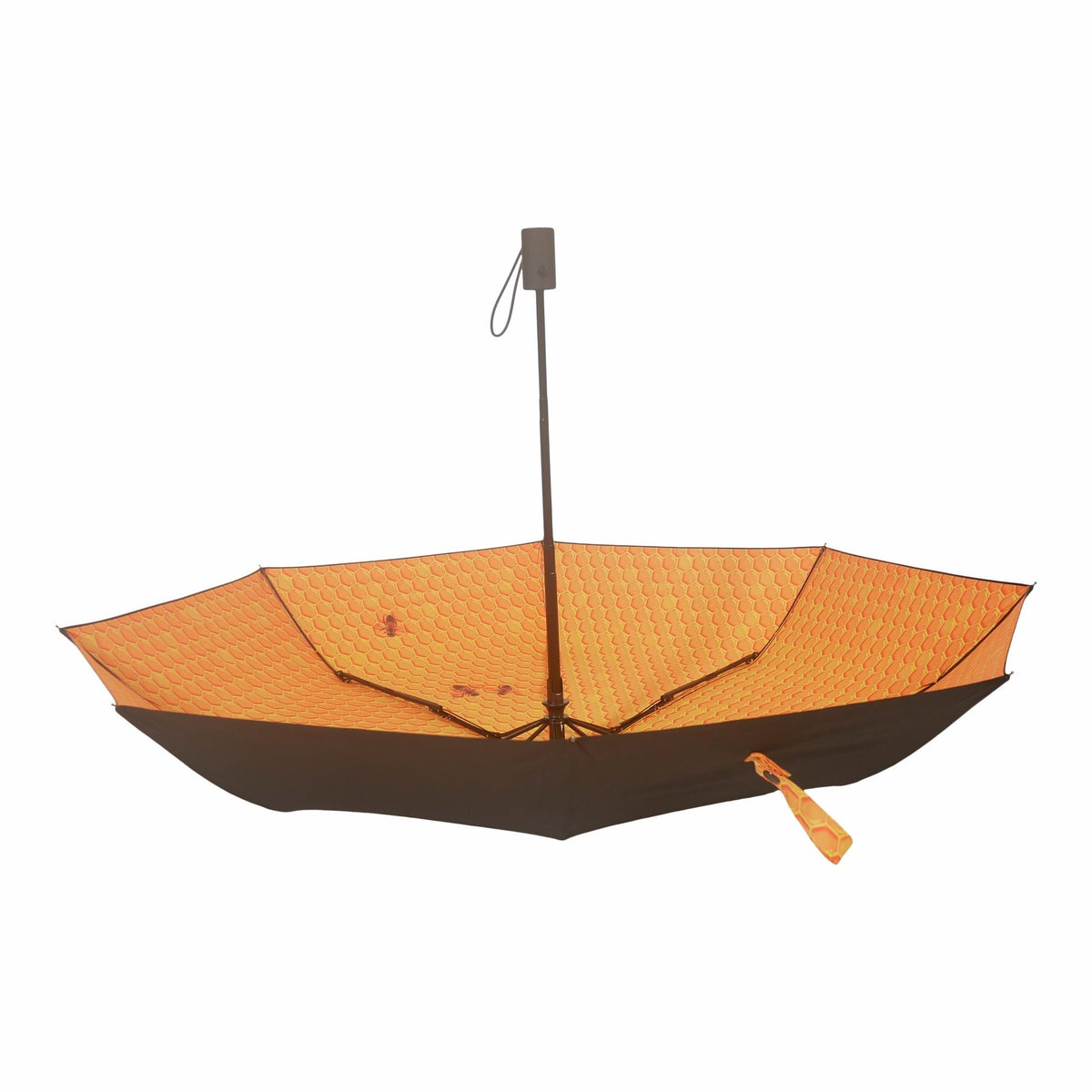 2. Honeycomb pattern interior of Honey Umbrella, open view, highlighting vibrant design and automatic feature