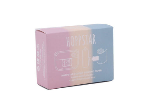 2. Hoppstar color printing paper box with pastel design showing three rolls and camera illustration