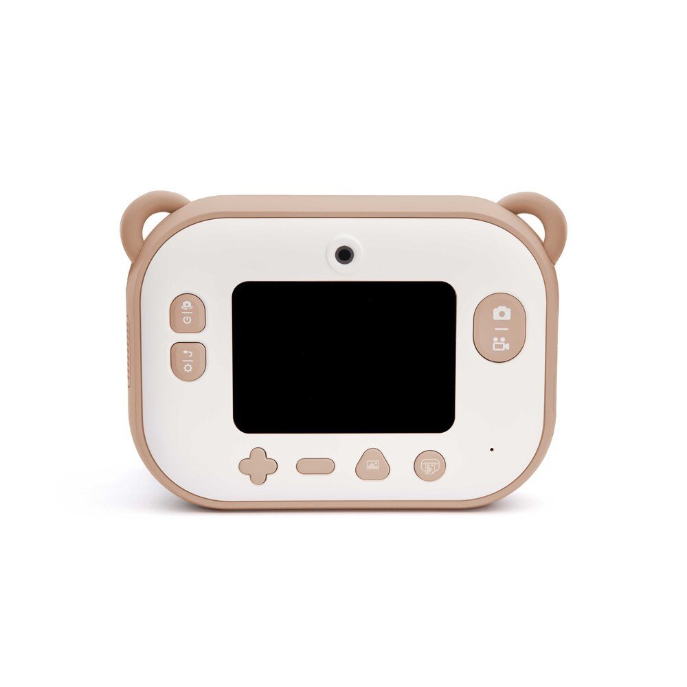 3. Back view of almond-colored Hoppstar Artist Memo camera showing buttons and screen