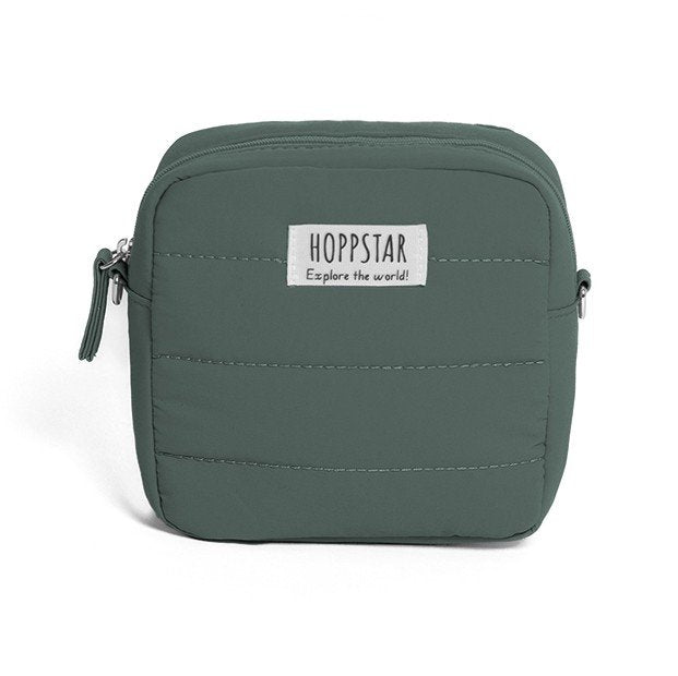 17. Green Hoppstar camera bag with logo, displayed on white background