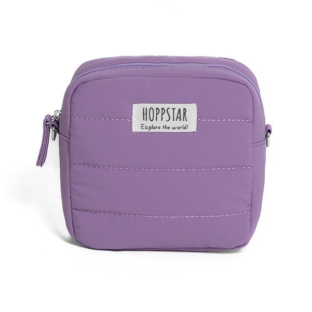 13. Purple Hoppstar camera bag with logo, displayed on white background
