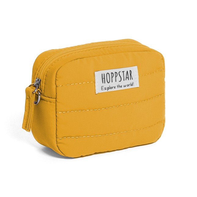 3. Yellow Hoppstar camera bag shown from side on white background