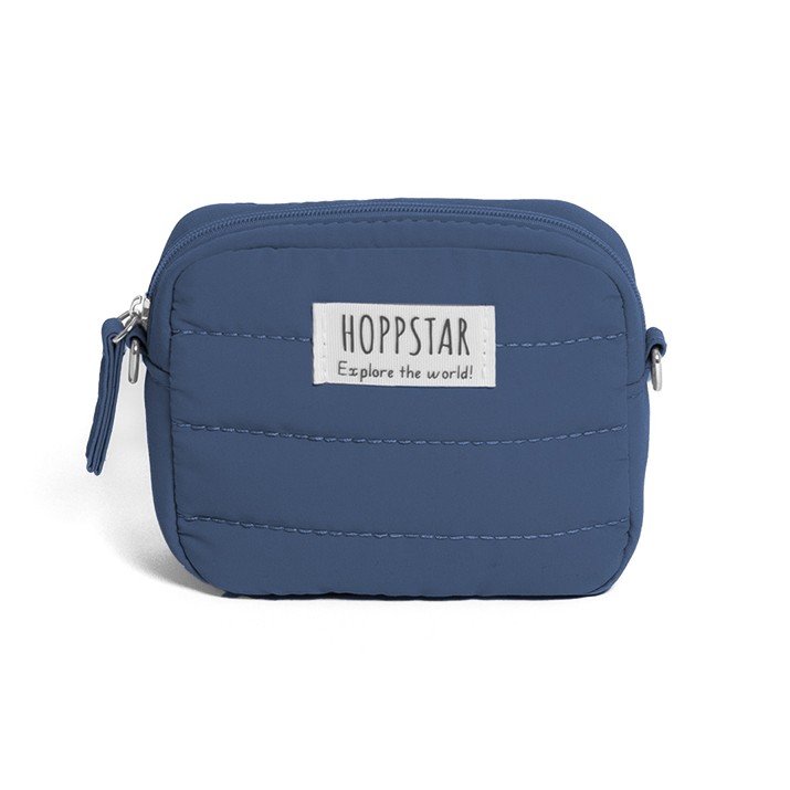 2. Blue Hoppstar camera bag with logo on white background