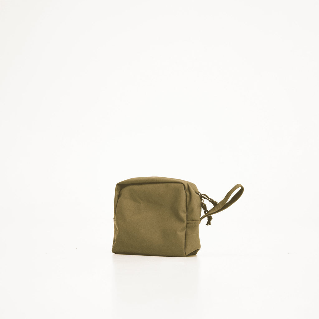 1. Galvi Linda military green toiletry bag in studio, showcasing durable Cordura fabric and compact design