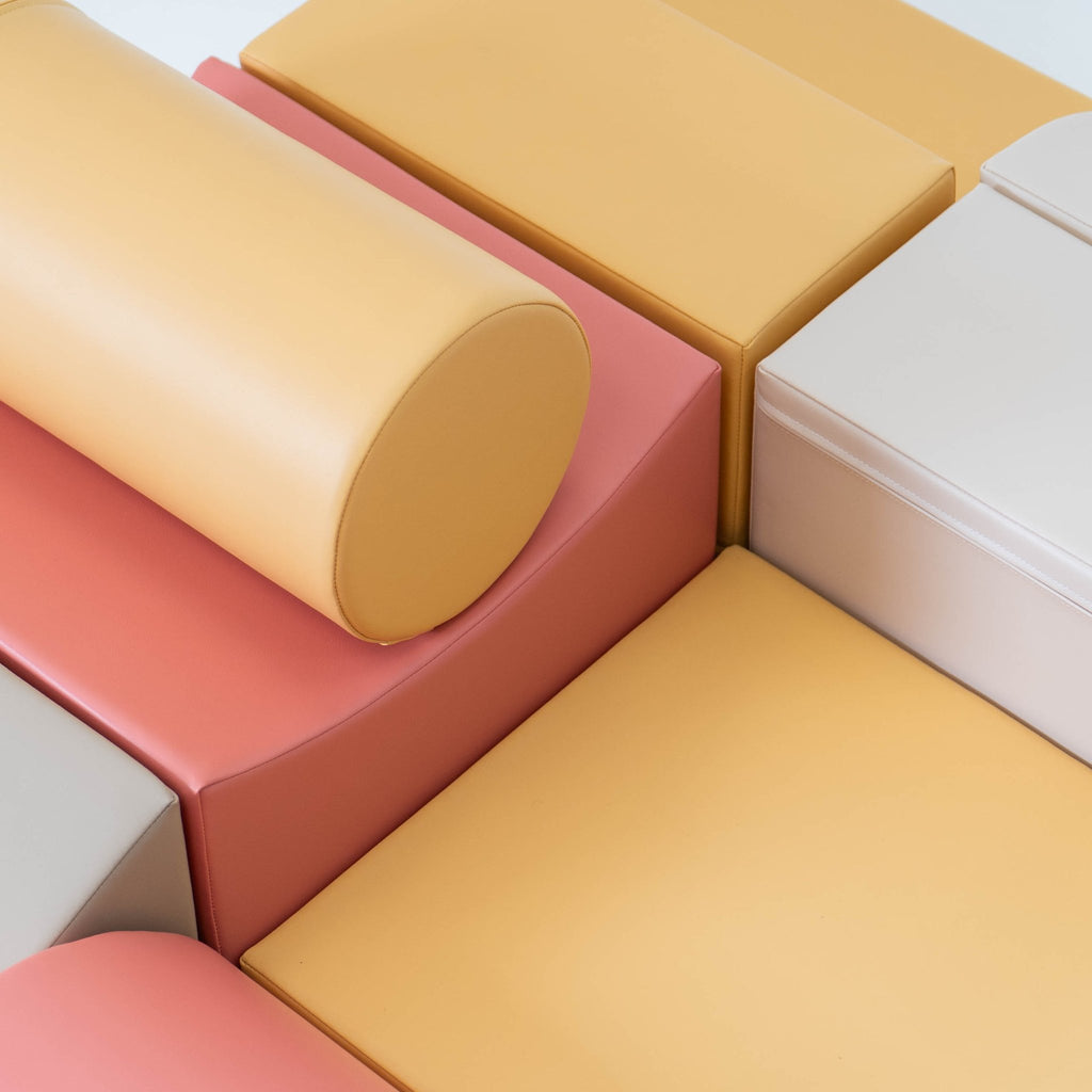 3. Close-up of IGLU Adventurer pastel pink foam blocks showing texture and color