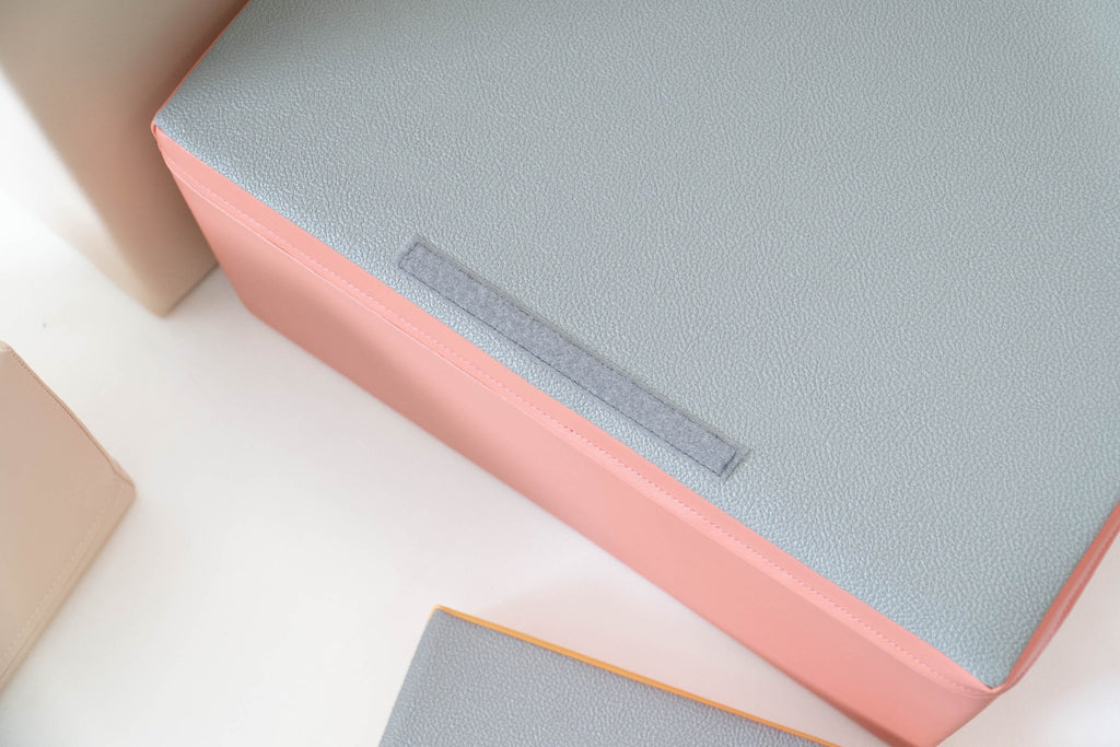 7. Close-up of grey textured surface on IGLU Adventurer pastel pink foam block