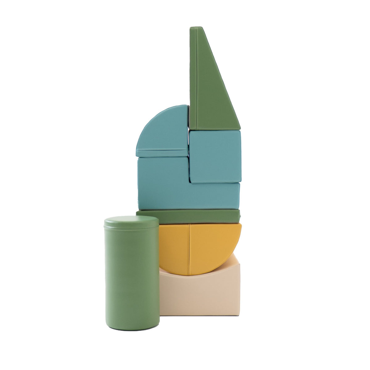 2. IGLU Adventurer foam blocks stacked vertically in pastel turquoise, green, and yellow