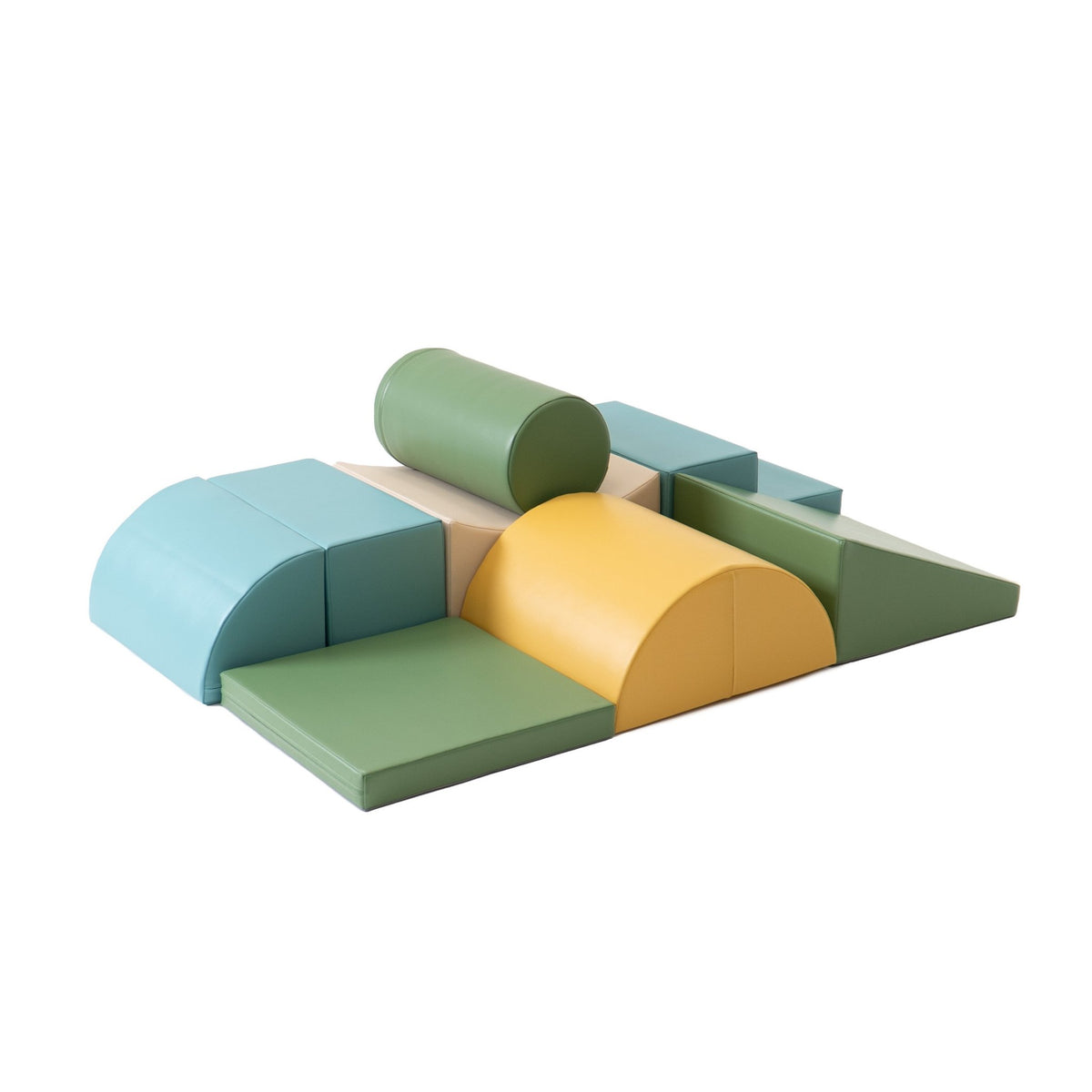 2. IGLU Adventurer foam block set in pastel colors arranged on a white surface