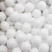 2. Close-up of IGLU soft play ball pit balls in white, showcasing smooth texture and durable plastic material