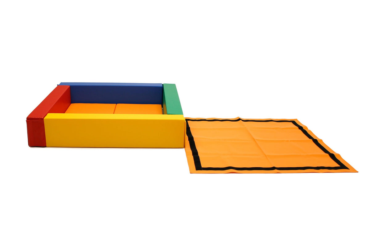 8. Multicolor IGLU soft play ball pit with removable orange mat shown separately