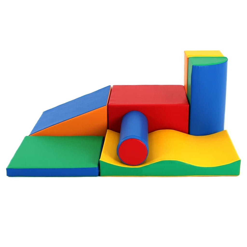 2. Multicolor foam block set arranged in a studio setting showing various shapes and colors