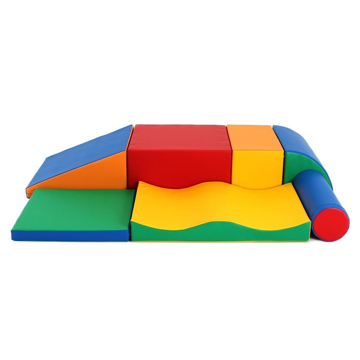 2. Multicolor foam block set arranged in a studio setting with various shapes