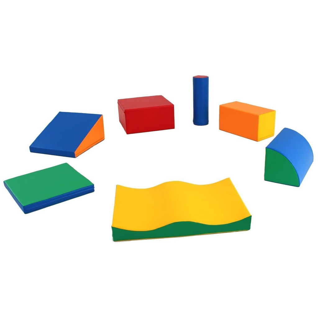 4. Flat lay of multicolor foam blocks showing different shapes and colors