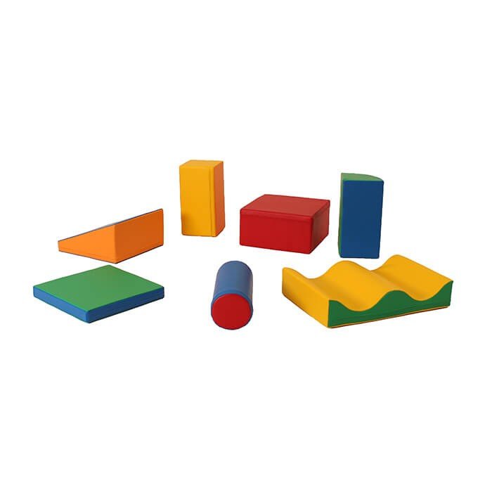 4. Flat lay of multicolor foam blocks showing different shapes and colors