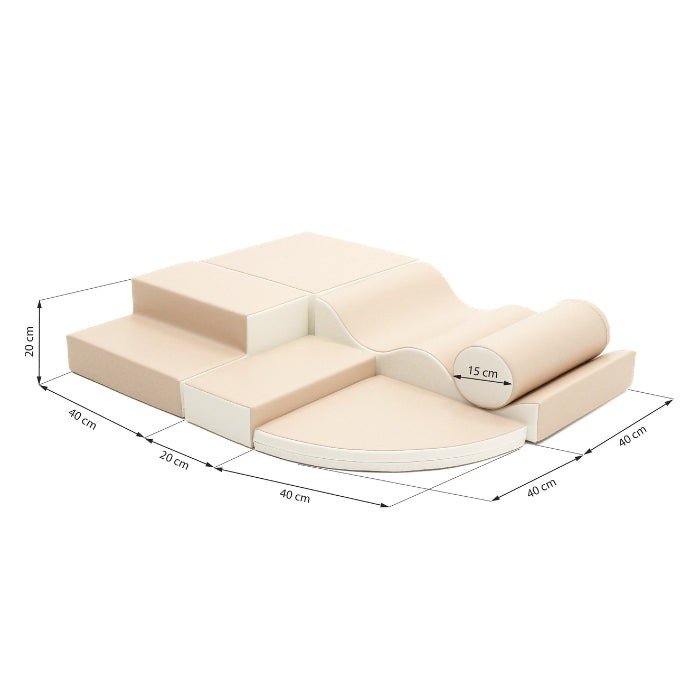 5. Size chart for IGLU beige foam block set showing dimensions in centimeters