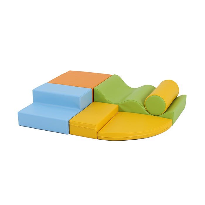 2. IGLU Explorer 6-piece foam block set in light multicolor with ramps and corners on a white background