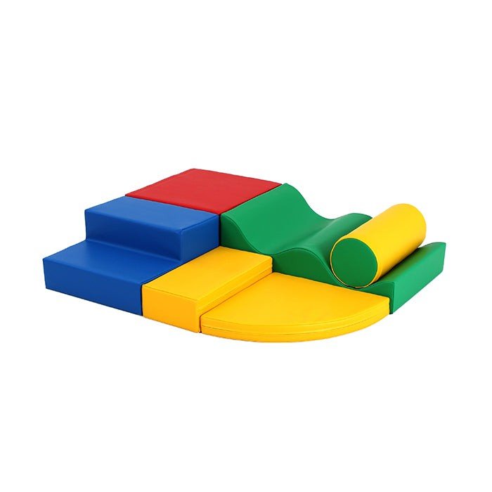2. Multicolor foam block set with ramps and corners on white background