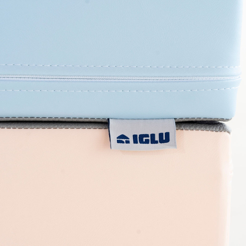 3. Close-up of IGLU logo on pastel foam block