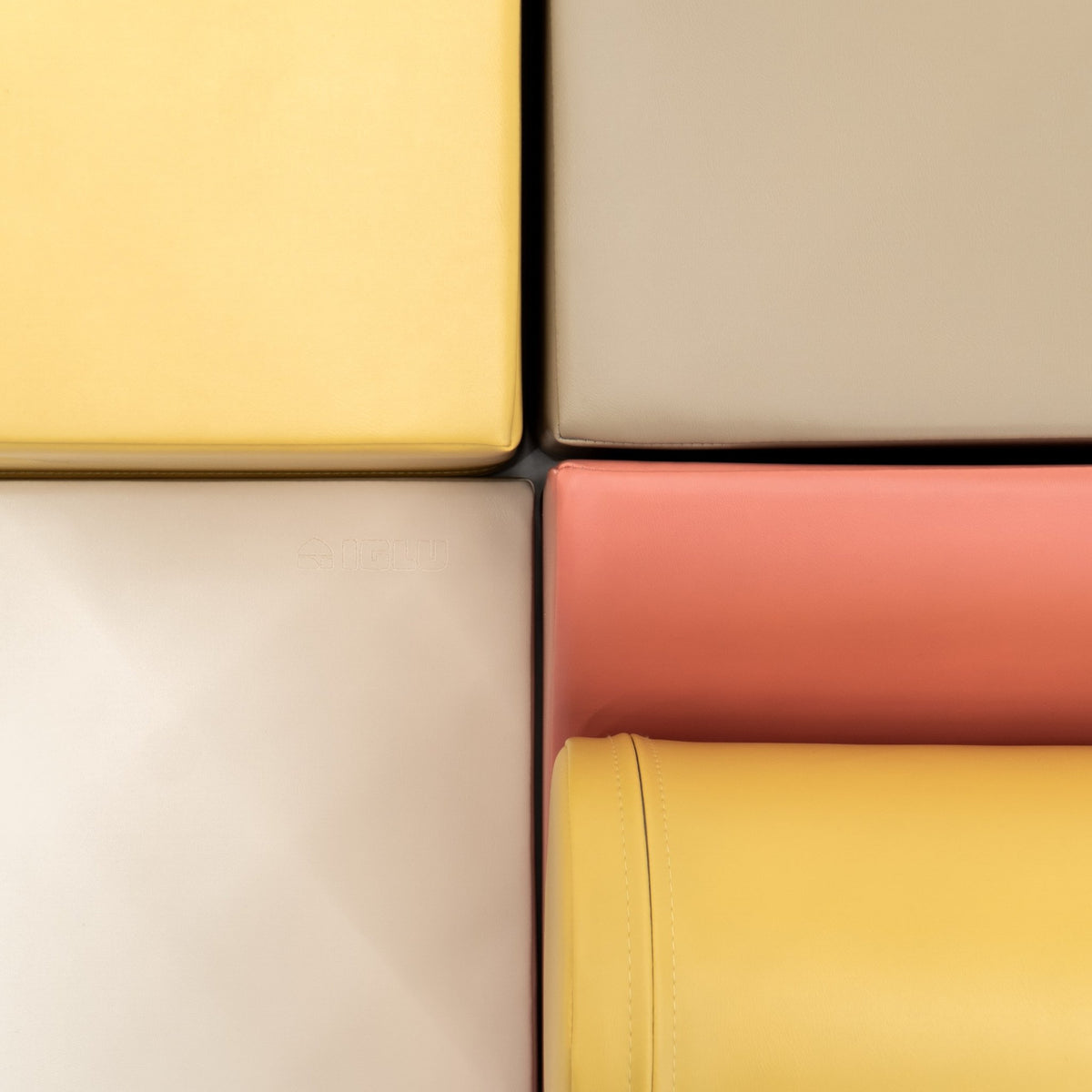 3. Close-up of pastel pink and yellow foam block textures