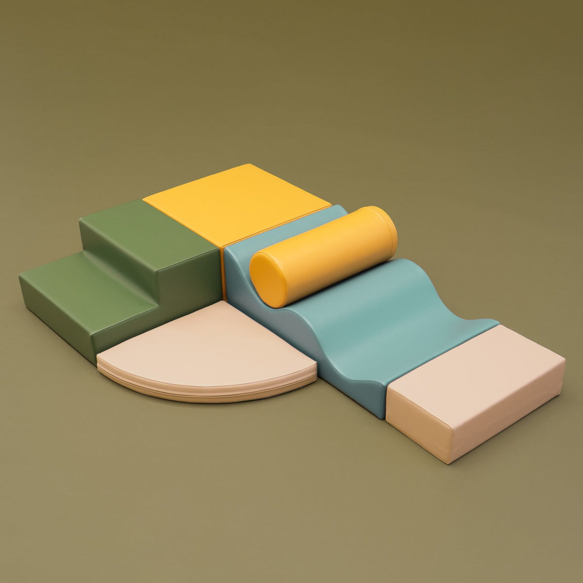 29. IGLU Explorer Set with pastel turquoise, yellow, and green foam blocks on a green background