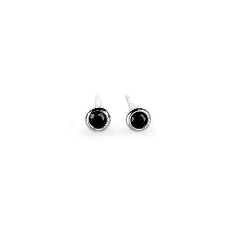 4. MyaMoon Illumi stud earrings in rhodium plating with black zircon, offering a bold minimalist look