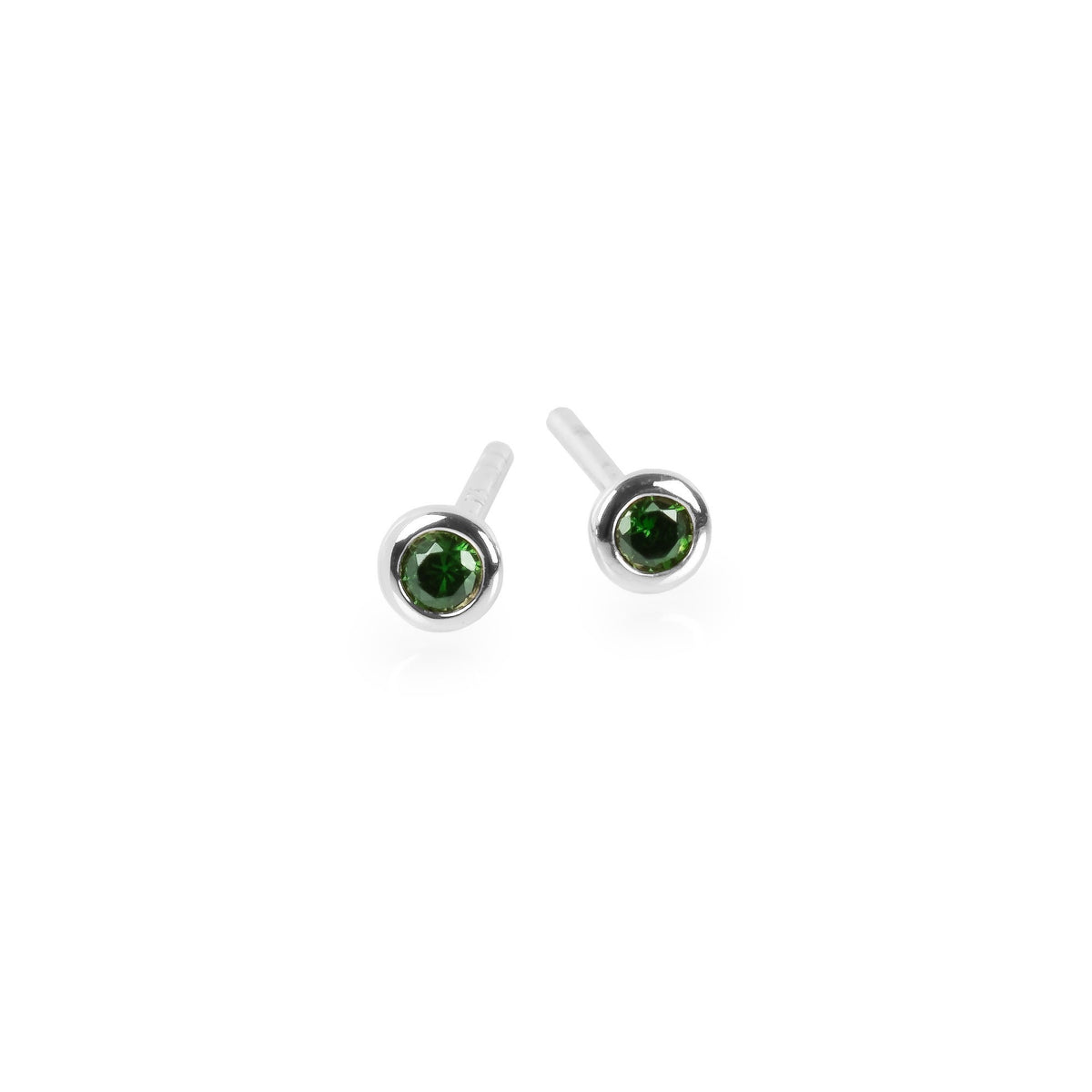 7. MyaMoon Illumi stud earrings in rhodium plating with green zircon, showcasing versatile elegance