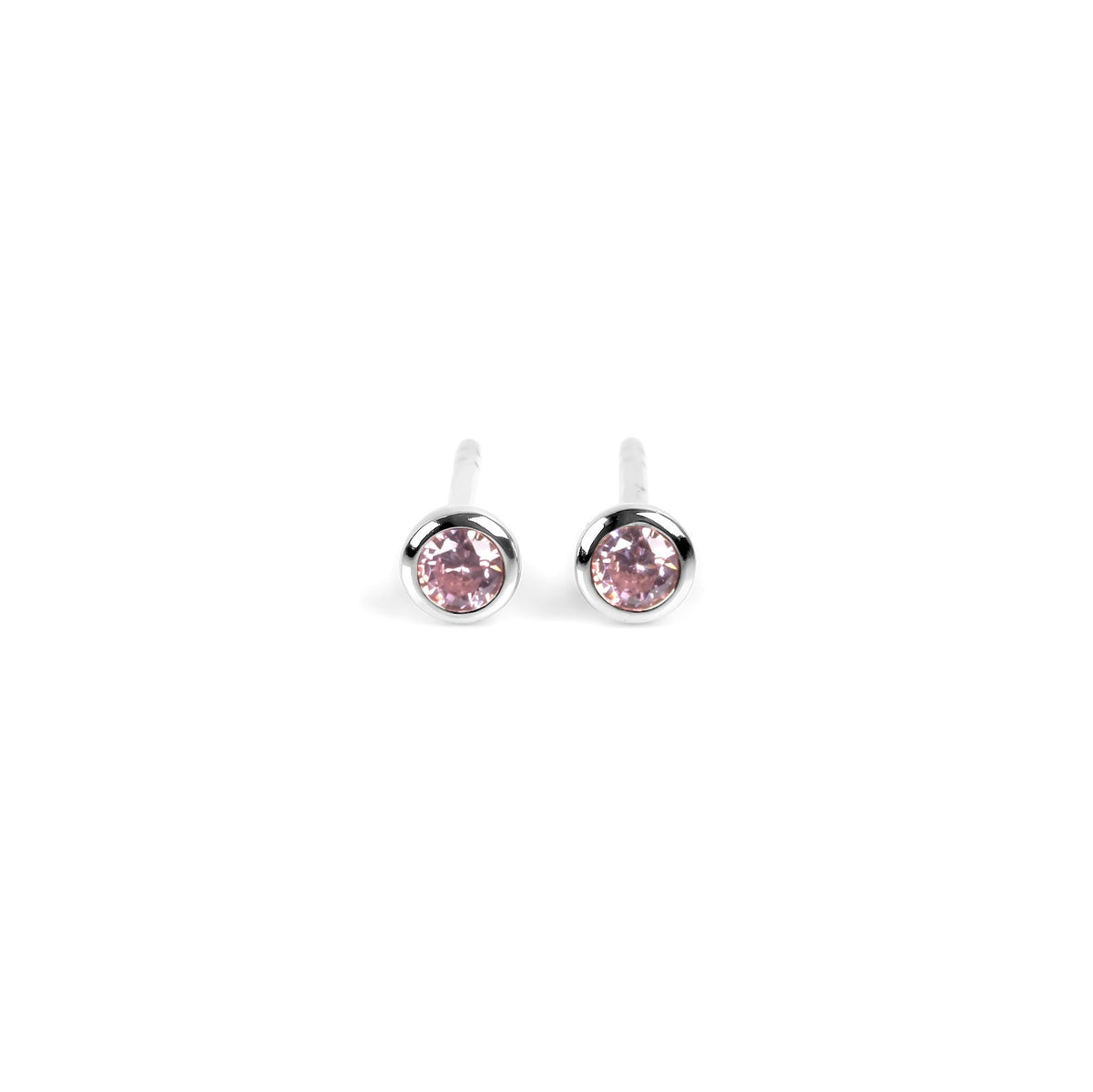 2. MyaMoon Illumi stud earrings in rhodium plating with pink zircon, highlighting elegant feminine style