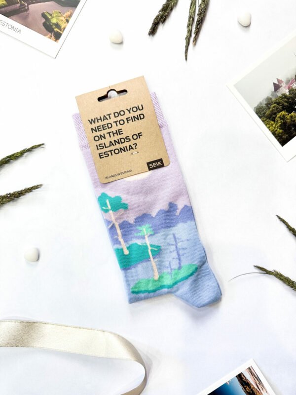 3. SEIK Estonian bog socks with packaging, highlighting nature-inspired design and branding