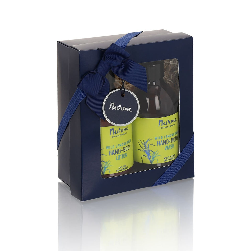 3. Nurme Wild Lemongrass hand and body care set in elegant blue gift packaging
