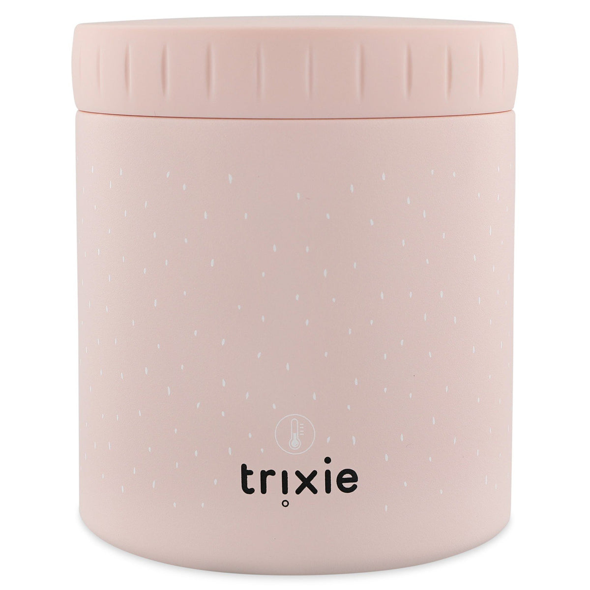 3. Pink insulated lunch pot with Trixie logo and temperature icon on white background