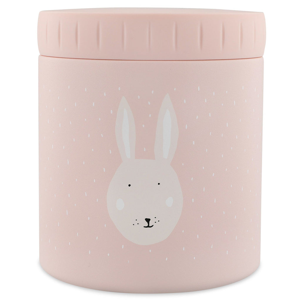 2. Pink insulated lunch pot with rabbit face design on white background