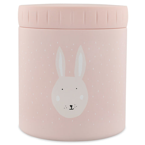 2. Pink insulated lunch pot with rabbit face design on white background