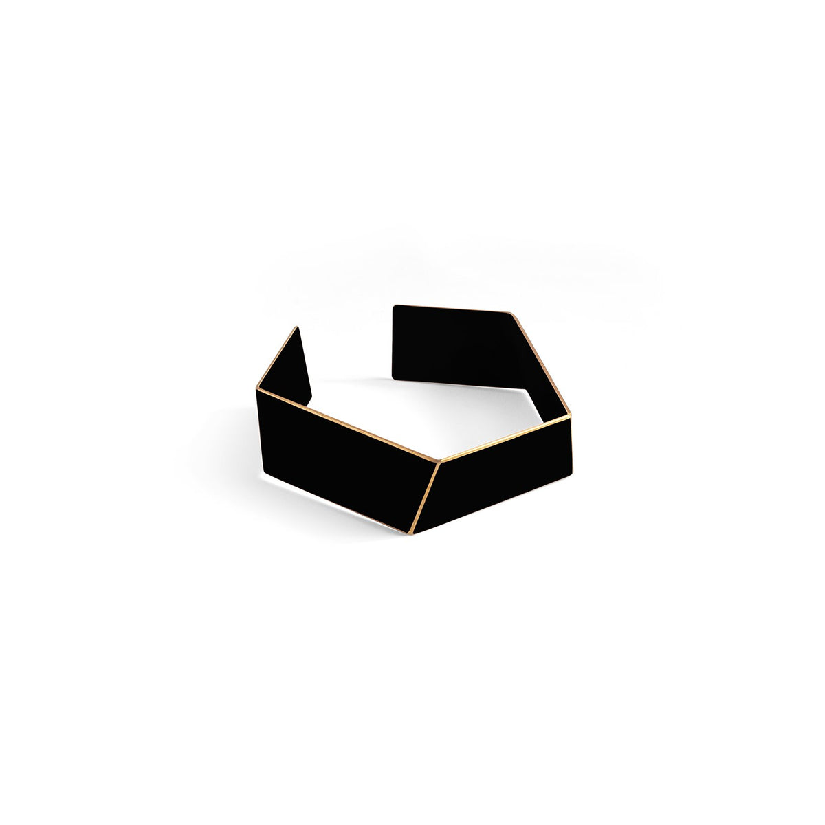 2. Black Lisa Kroeber Jewellery Folded Bracelet in studio setting, highlighting powder-coated brass material