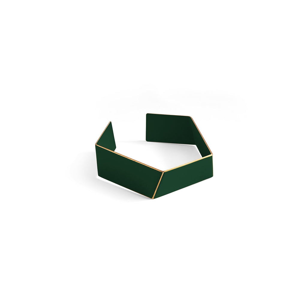 6. Moss Green Lisa Kroeber Jewellery Folded Bracelet in studio setting, highlighting sustainable craftsmanship