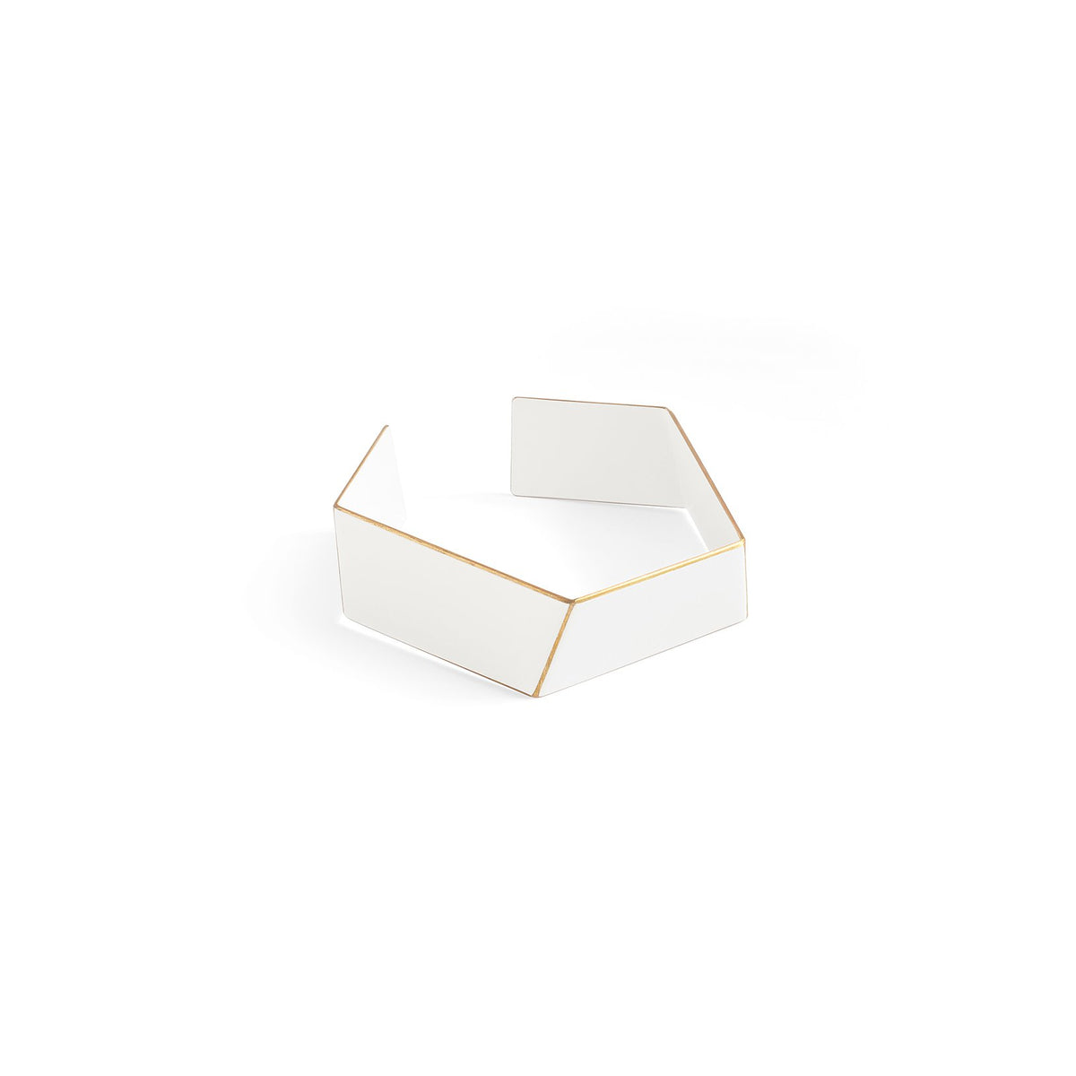 5. White Lisa Kroeber Jewellery Folded Bracelet in studio setting, showcasing elegant powder-coated finish