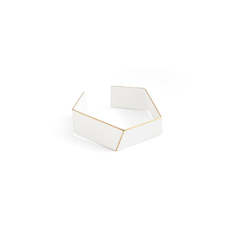 5. White Lisa Kroeber Jewellery Folded Bracelet in studio setting, showcasing elegant powder-coated finish