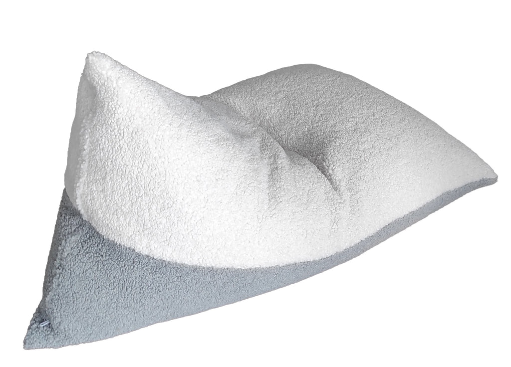 4. Flat lay of Luula Kids Bean Bag Chair in two-tone sherpa, highlighting soft texture