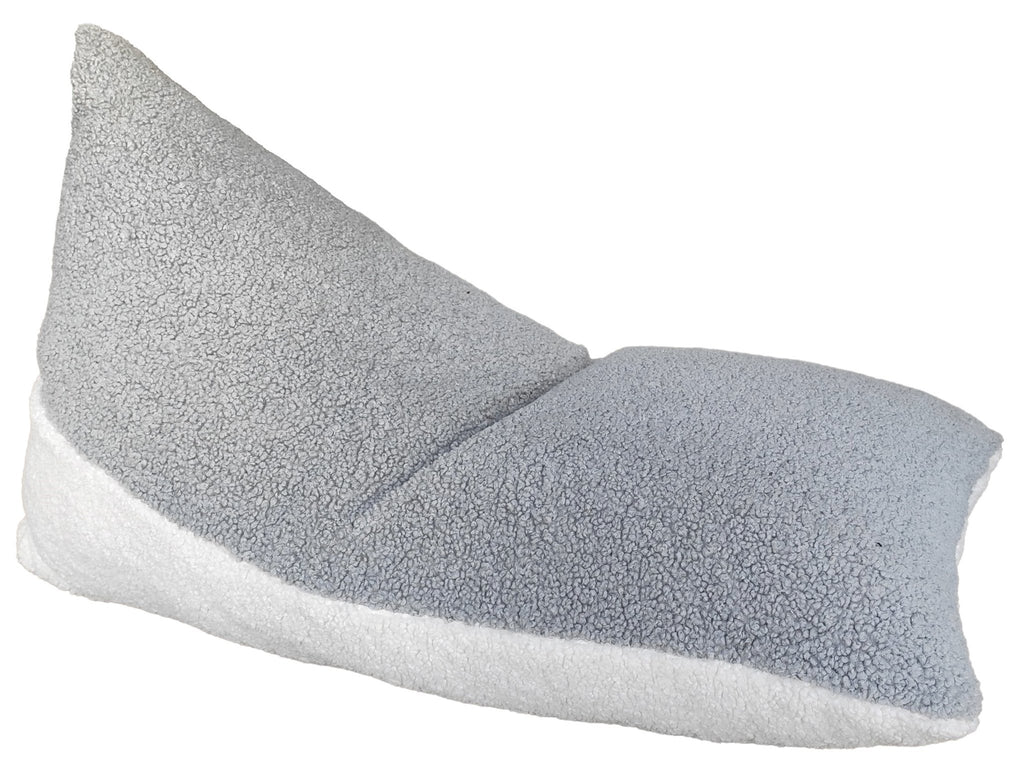 4. Luula Kids Bean Bag Chair in two-tone sherpa, flat lay showing design and texture