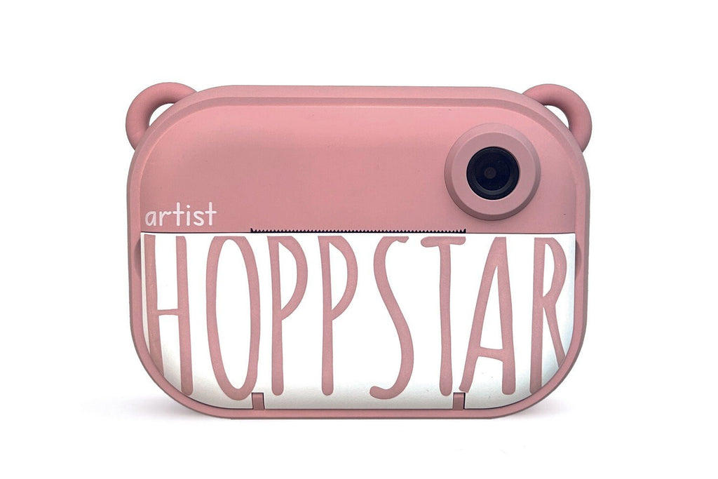 2. Pink Hoppstar kids camera with bear ear design on white background