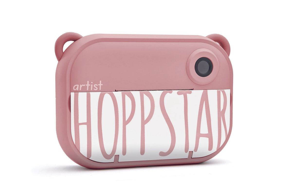 2. Pink Hoppstar kids camera with bear ear design on white background