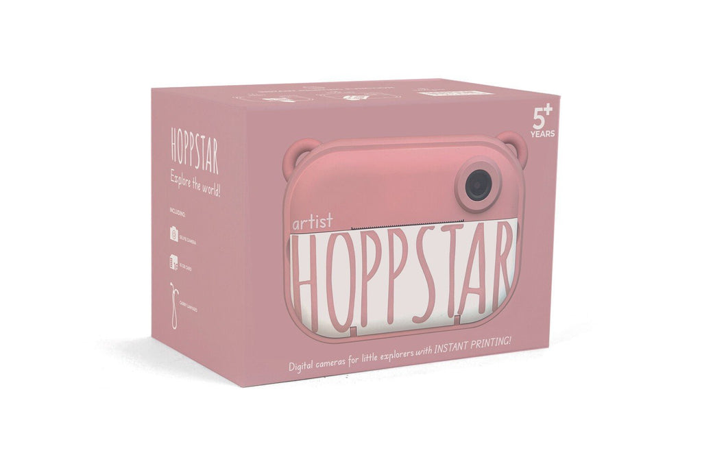 2. Pink Hoppstar kids camera in packaging with bear ear design on white background
